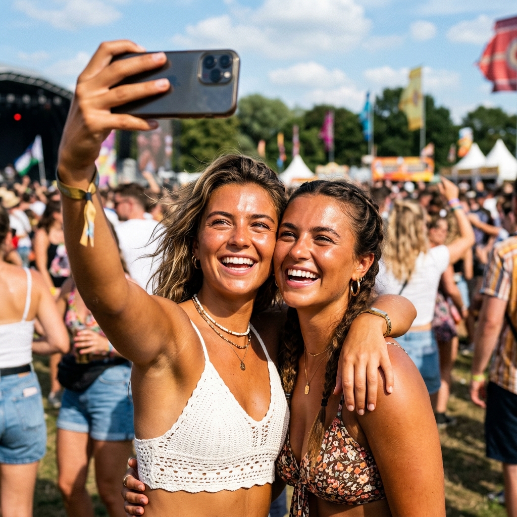 Group selfie at an outdoor event